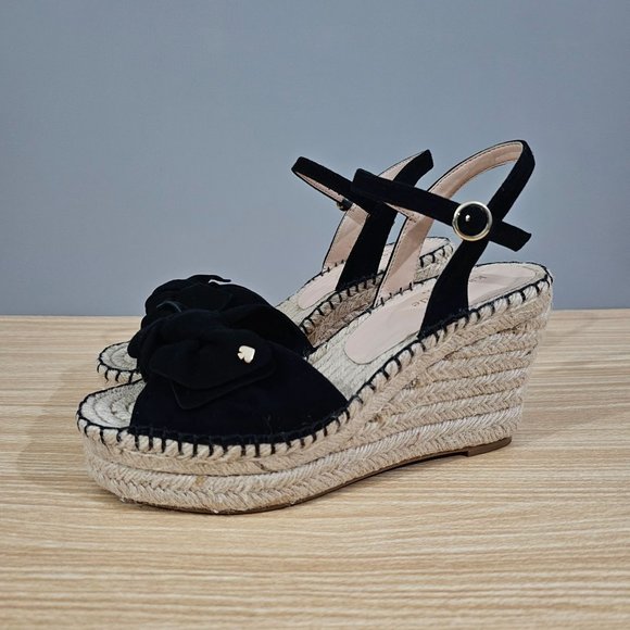 kate spade Shoes - Kate Spade Espadrilles Fanni Womens Size 7.5 Wedges Sandal Black Suede Shoes